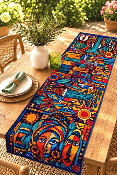 EVPANYA Colorful African Themed Patterned Runner/Tablecloth/Placemat