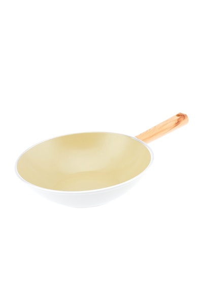 AVCI HOME MAKER Swiss Crystal Ceramic Coating Non-Stick Wok Pan, 28 cm, Beige