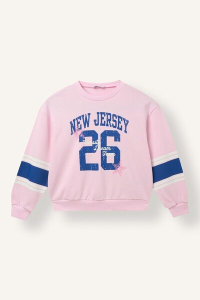 DeFacto Regular Fit Crew Neck Slogan Printed Sweatshirt for Girls I7532A826Au
