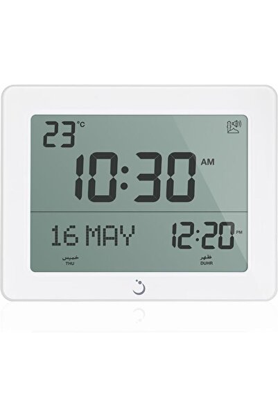 Zoon ساعة حائط أذان ألفاجر مع عرض مواقيت الصلاة - CF-19، ساعة صلاة بشاشة LCD ...