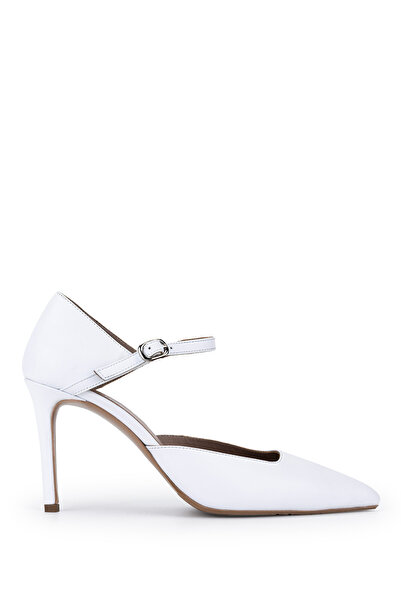 Tamer Tanca Women's Genuine Leather White Heeled Shoes