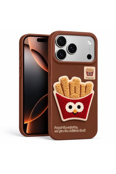 Microsonic Apple iPhone 18 Pro Max Kılıf Stitched Puppy Plush French Fries