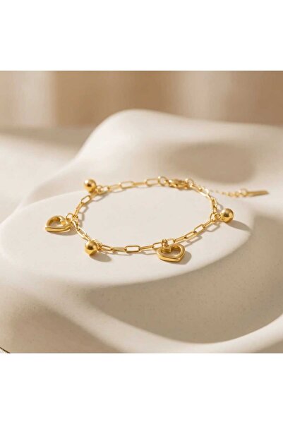 OEM Brățară Aurie Infinite Heart – Inimă Decupată și Biluțe Aurii | Oțel Inox...