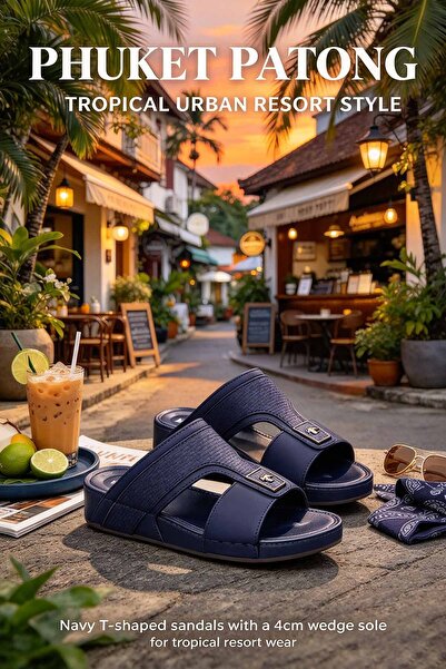 Amity Footwear KSA صندل رجالي بحزام على شكل حرف T - الجزء العلوي بنقشة منقطة ...