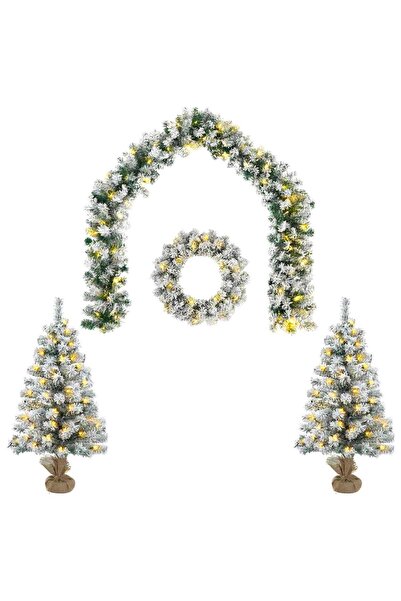 vidaxl Set mini brad de Crăciun 90 cm 175 LED-uri Alb cald PVC