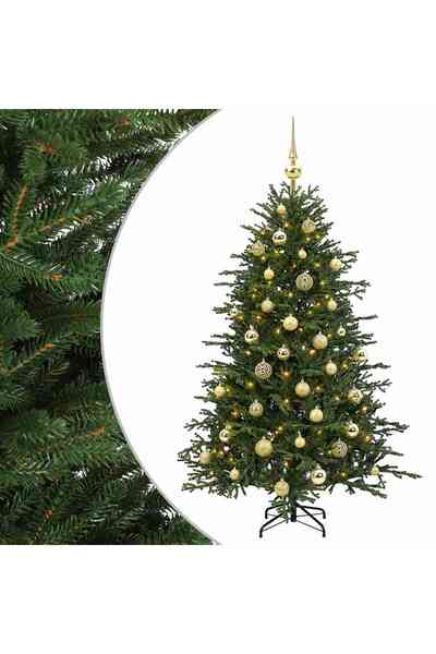 vidaxl Brad de Crăciun artificial cu glob 120 cm 150 LED-uri Alb cald