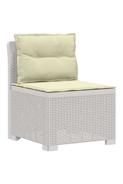 vidaxl Canapea de Grădină cu 1 Loc cu Perne Aspect Rattan PP Alb