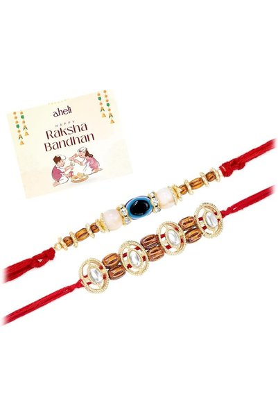 Aheli Evil Eye & Crystals Studded Red Color Rakhi for Brother Raksha Bandhan ...