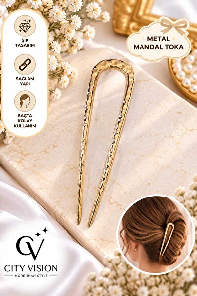 cityvision Gold Color Japanese Style Metal Bun Hair Clip Large Size - Stylish...