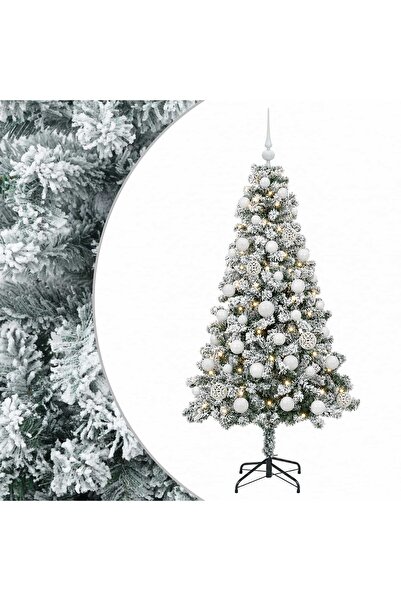 vidaxl Brad de Crăciun artificial cu globuri 120 cm 150 LED-uri