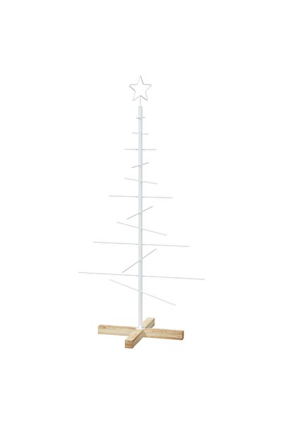 vidaxl Pom de Crăciun din metal KUOPIO 120 cm Oțel Alb