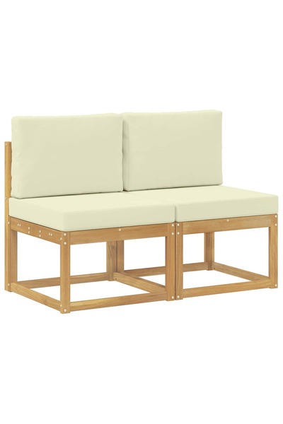 vidaxl 2 buc. Canapea Medie pentru Exterior Lemn Solid de Acacia Alb