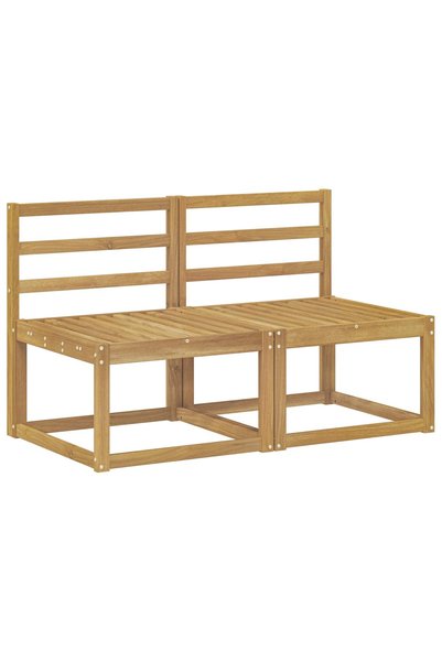 vidaxl 2 Bucată Canapea Medie pentru Exterior Lemn Solid de Acacia Alb