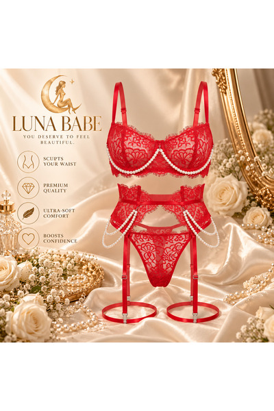 Luna Babe Set Lenjerie intimă Pearl Noir Red