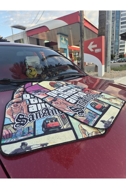 GTA San Andreas Tasarımlı Özel Baskılı Kumaş Oto Paspas Seti