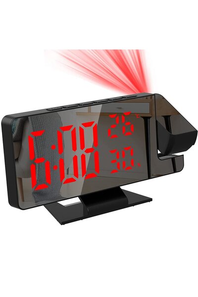 Noonedibs Ceas deșteptător proiecție dormitor, digital mare proiector 180°, 1...