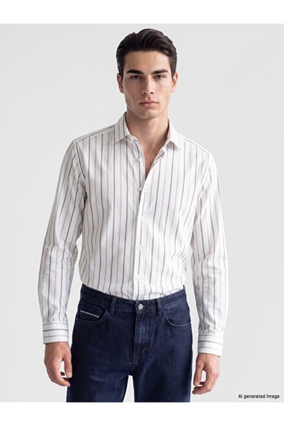 LC Waikiki Quality Pieces from Çelebi Store Narrow Fit Striped Dobby Men's Shirt