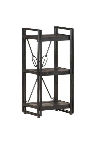 vidaxl Bibliotecă cu 3 rafturi, negru, 40x30x80 cm, lemn masiv mango