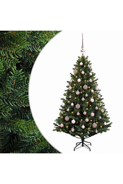 vidaxl Brad de Crăciun artificial cu glob 120 cm 150 LED-uri Alb cald