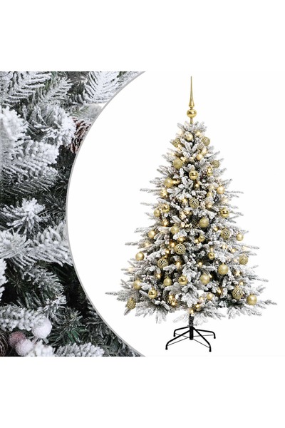vidaxl Brad de Crăciun artificial cu glob 120 cm 150 LED-uri Alb cald