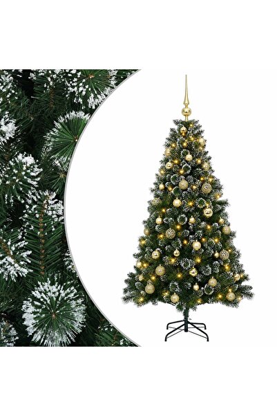 vidaxl Brad de Crăciun Artificial cu Globuri 120 cm 150 LED-uri
