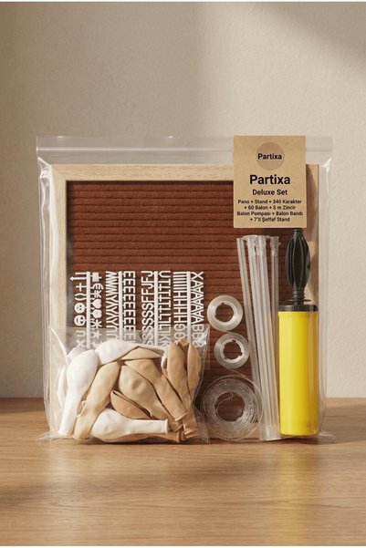 Partixa Engagement Promise Decoration Deluxe Set Coffee Felt Letter Board with Stand Balloon Chain 7-Piece Transparent Balloon with Stand