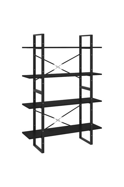 vidaxl Bibliotecă cu 4 rafturi, negru, 100x30x140 cm, lemn masiv pin