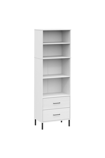 vidaxl Bibliotecă cu 2 sertare OSLO, alb, 60x35x180 cm, lemn masiv