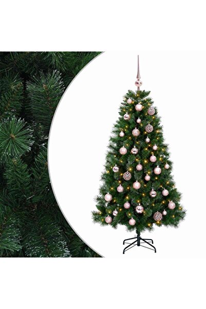 vidaxl Brad de Crăciun artificial cu globuri 120 cm 150 LED-uri