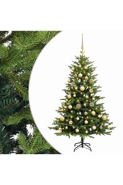 vidaxl Brad de Crăciun artificial cu glob 120 cm 150 LED-uri Alb cald