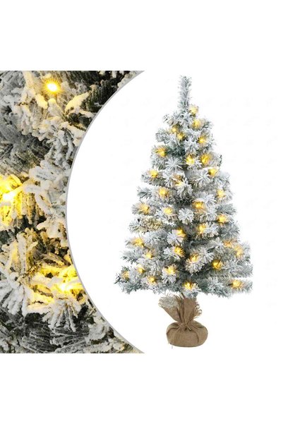 vidaxl Mini brad de Crăciun nins 90 cm 50 LED-uri Alb cald PVC