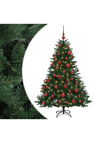 vidaxl Brad de Crăciun artificial cu glob 120 cm 150 LED-uri Alb cald
