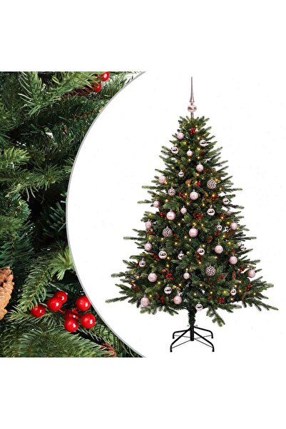 vidaxl Brad de Crăciun artificial cu glob 120 cm 150 LED-uri Alb cald
