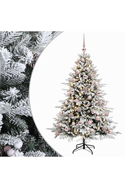 vidaxl Brad de Crăciun artificial cu glob 120 cm 150 LED-uri Alb cald