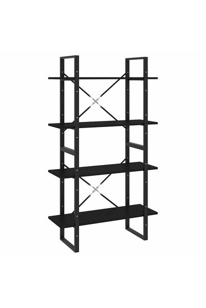 vidaxl Bibliotecă cu 4 rafturi, negru, 80x30x140 cm, PAL