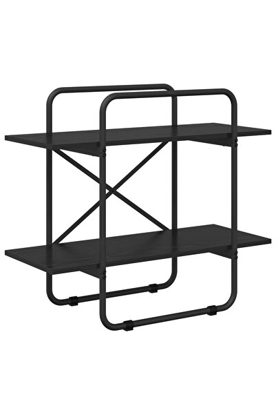 vidaxl Raft pentru cărți 2 niveluri 80 x 35 x 70 cm PB Stejar Negru