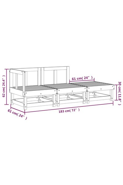 vidaxl Set mobilier de grădină, 3 piese, lemn de pin impregnat