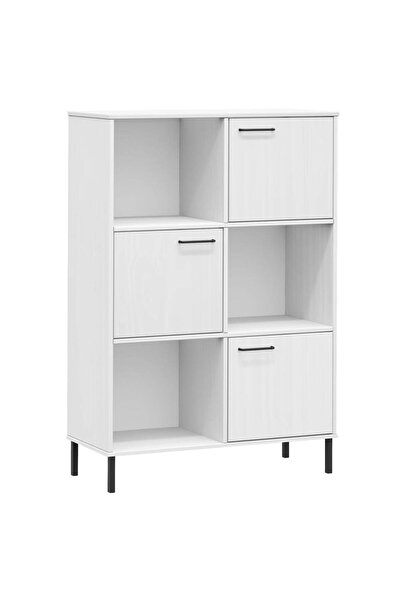 vidaxl Bibliotecă cu picioare metalice OSLO, alb, 90x35x128,5 cm, lemn