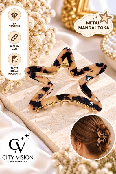 cityvision Star Model Acetate Coated Gradient Brown Color Metal Hairpin Large...
