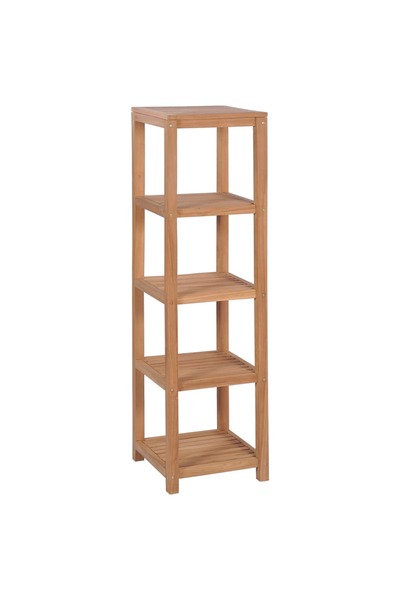 vidaxl Raft depozitare baie, 4 niveluri, 42x42x165 cm, lemn tec masiv