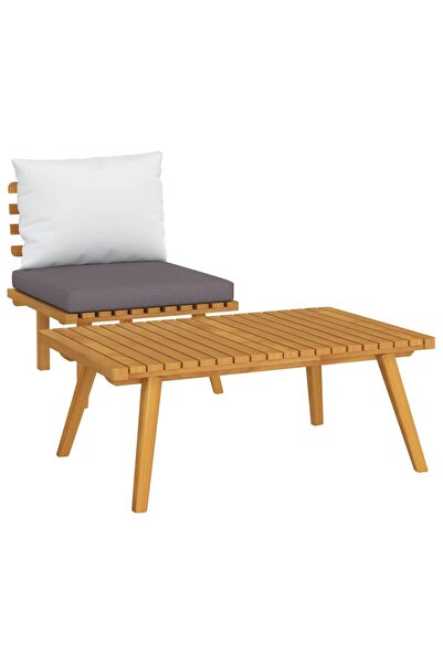 vidaxl Set mobilier de grădină cu perne, 2 piese, lemn masiv de acacia