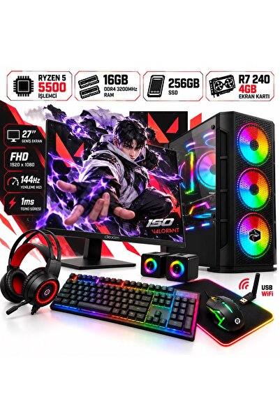 Apphirex Eco X46 Ryzen 5 5500 16GB Ram 256GB SSD R7 240 4GB 27'' 144Hz Hazır ...