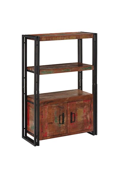 vidaxl Raft cu uși Maro 72 x 33 x 110 cm Lemn masiv recuperat și metal