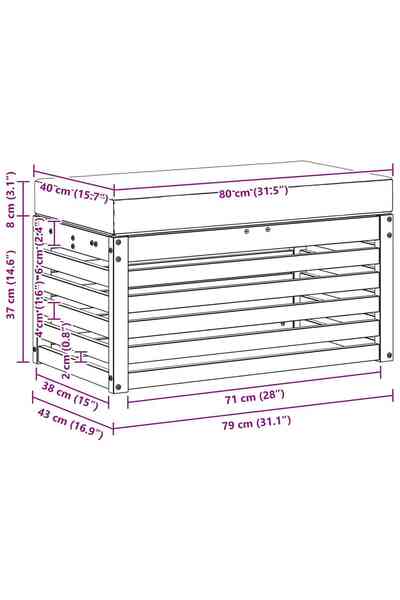 vidaxl Bancă de exterior Lemn Solid de Acacia Alb spală