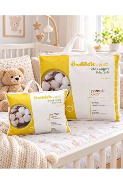 Özdilek Natural 100% Cotton Baby Pillow+Quilt Set