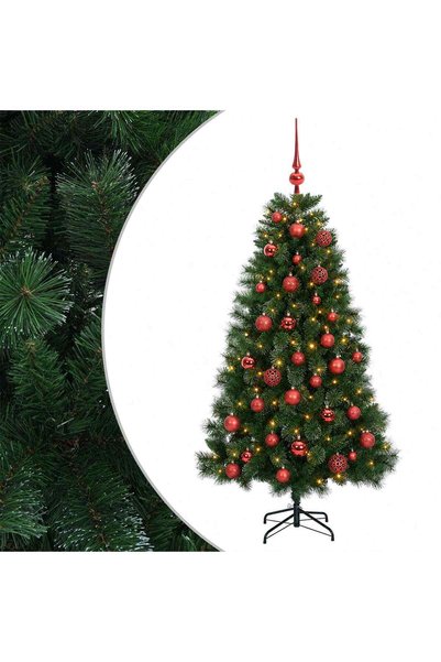 vidaxl Brad de Crăciun artificial cu glob 120 cm 150 LED-uri Alb cald
