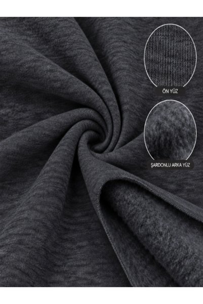 Genel Markalar 3 İplik Pamuklu Şardonlu Antrasit Kumaş – Sweatshirt ve Eşofma...