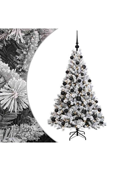 vidaxl Brad de Crăciun artificial cu globuri 120 cm 150 LED-uri