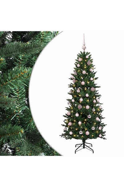 vidaxl Brad de Crăciun artificial cu glob 120 cm 150 LED-uri Alb cald