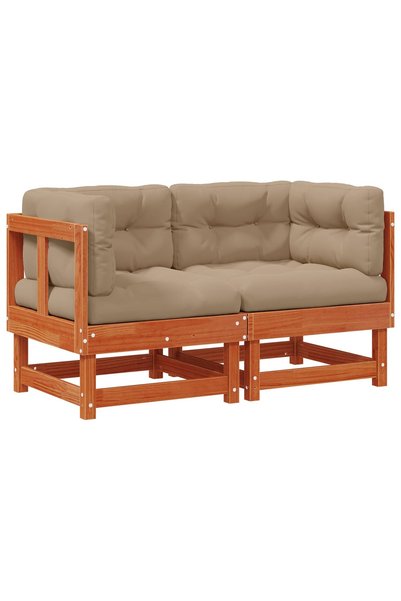 vidaxl 2 buc. Sofa de colț pentru grădină Lemn masiv de pin Maro Ceară